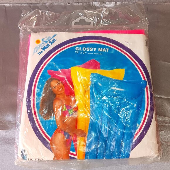 VTG Intex Wet Set GLOSSY Mat Hot Pink Inflatable Pool Float Raft 90s NIP 1994 - Picture 1 of 3